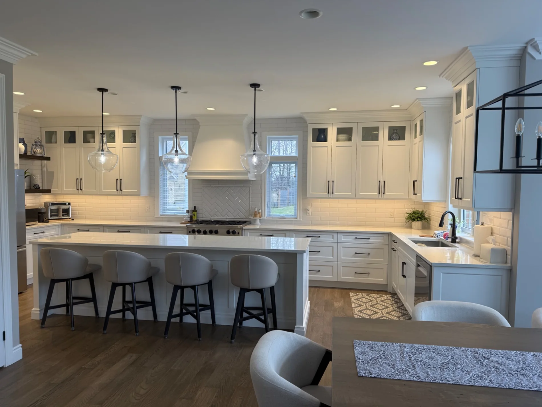 Bright white family kitchen